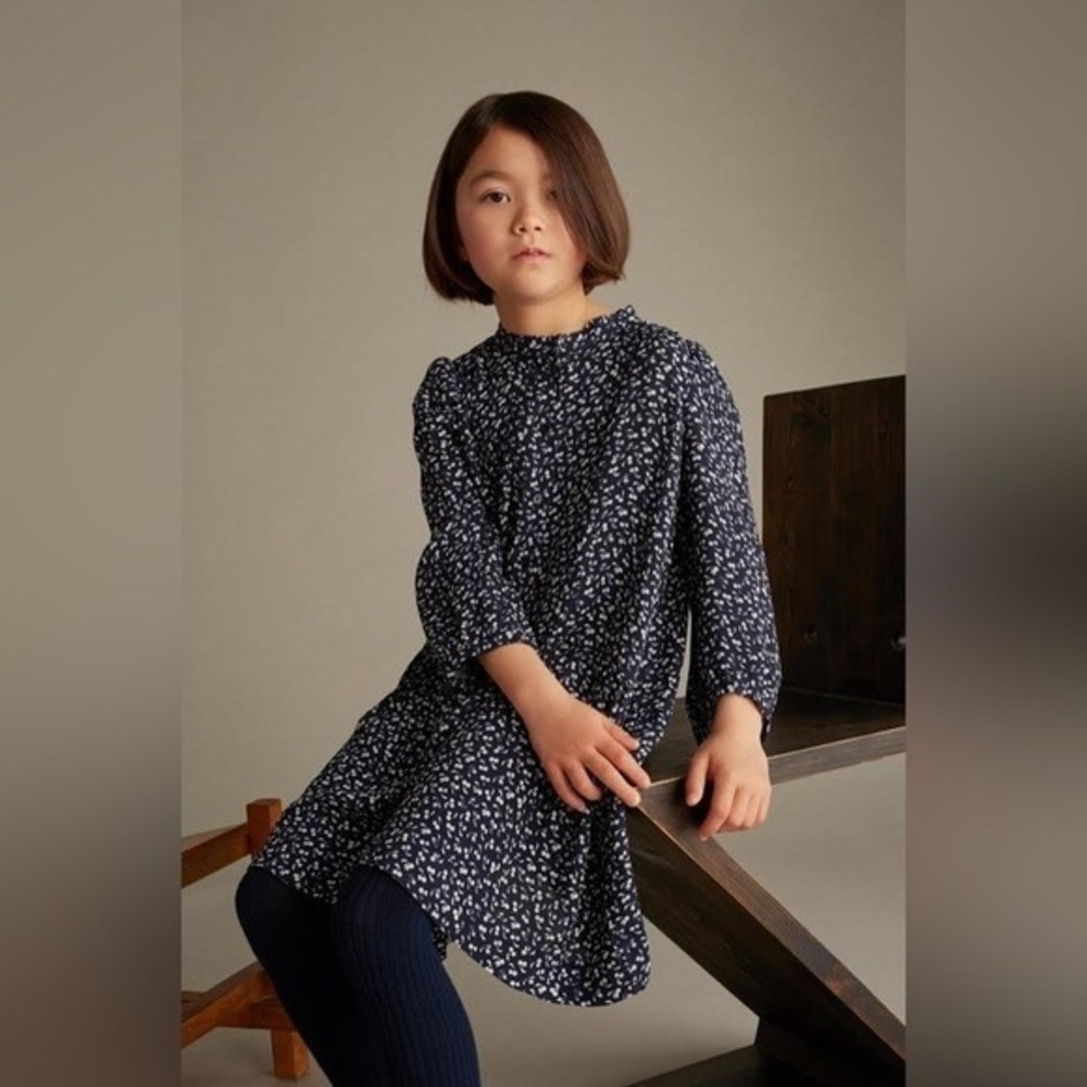 BONPOINT Girls Dress Long Sleeve Cherry Navy Original Liberty New York Print 6